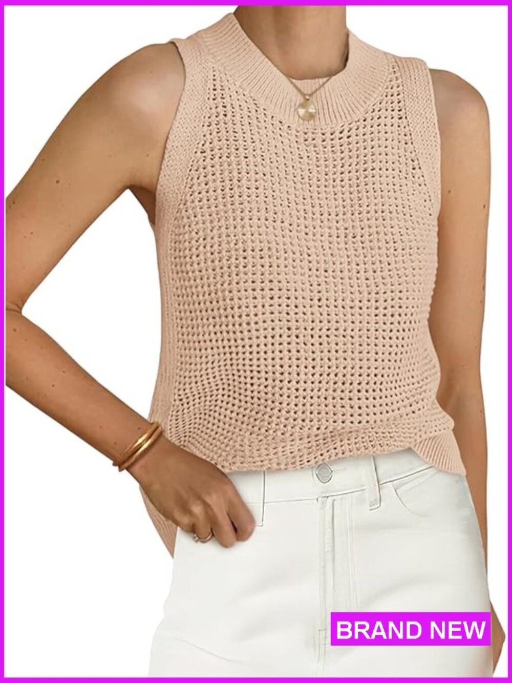 Crochet Tank Top Sleeveless Knit Sweater Vest Casual Hollow Out Summer